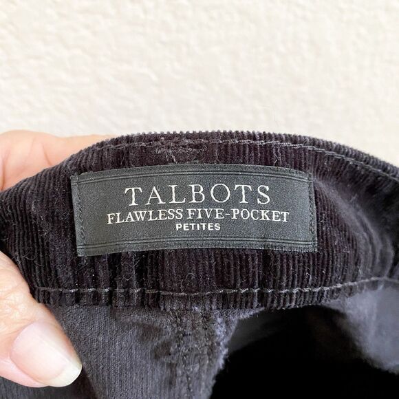 Talbots Flawless Five-pocket Corduroy Pants Sz 10 Petites Straight‎ Black - Picture 3 of 8